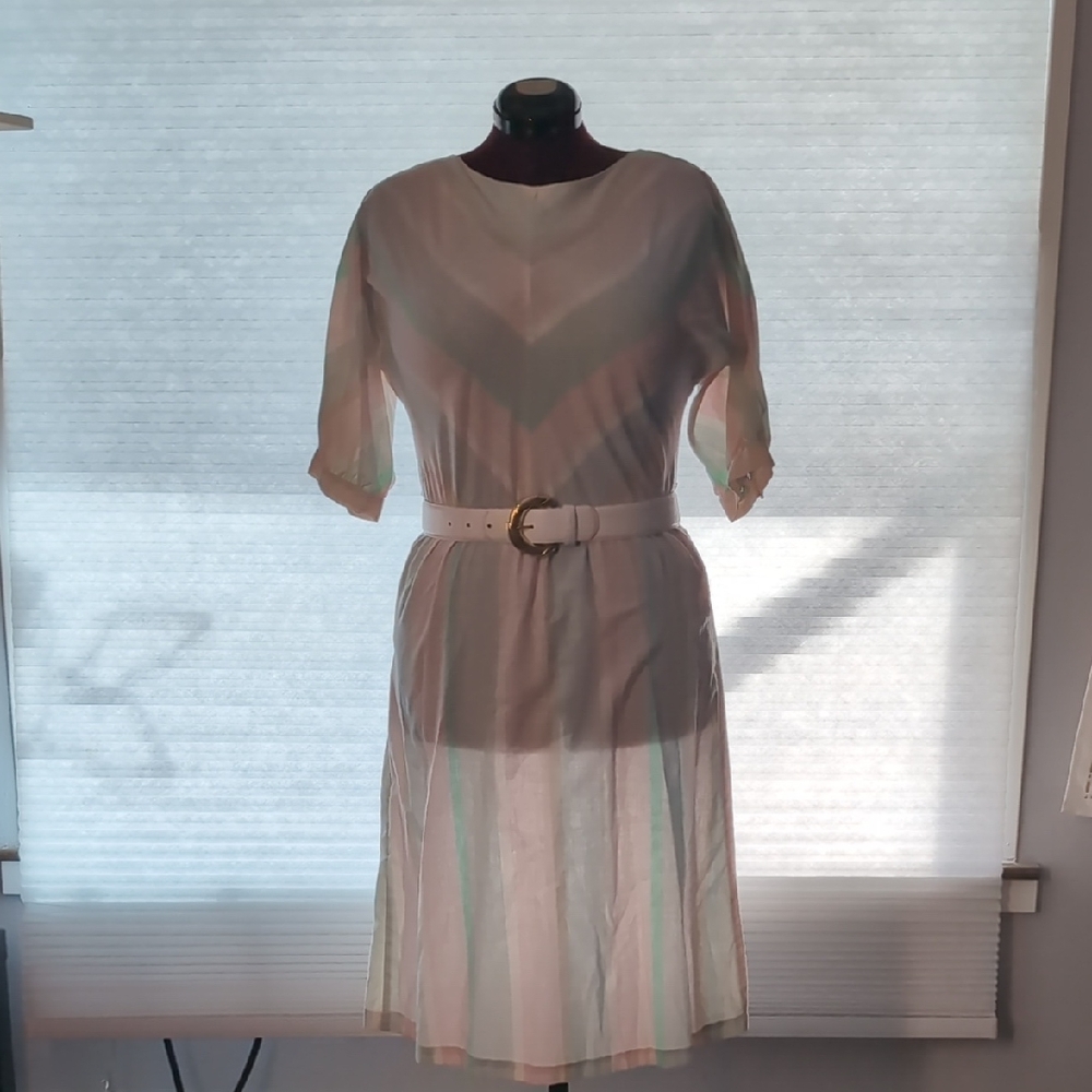 Vintage 80s Striped Dress with Belt